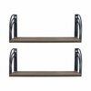 Homeroots 7 x 23.6 x 8 in. Black Arched Wooden Floating Wall Shelves, Set of 2 389375